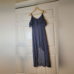 Blue dress with drop sleeves
